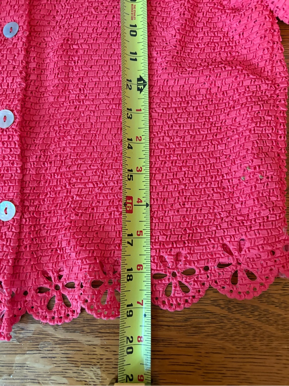Vintage California Concepts Button-Front Short Sleeve Top Coral Cut Out Retro - Picture 13 of 15
